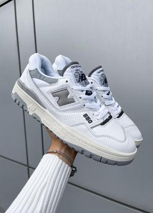 Мужские кожаные кроссовки,кеды new balance 550 white grey