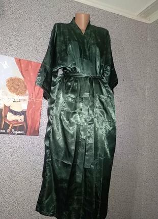 Шикарный шелковый халат изумруд