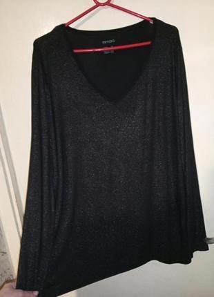 Трикотажная-стрейч,мерцающая,чёрная блузка,большого размера,esmara2 фото