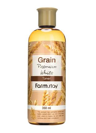 Тонер для лица с экстрактом ростков пшеницы farmstay grain premium white toner1 фото