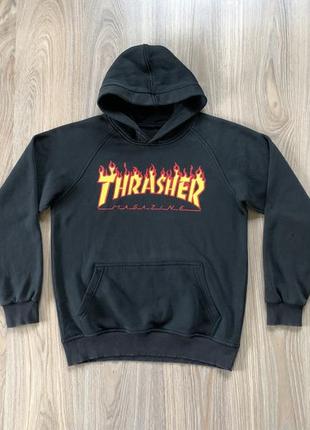 Мужская винтажная хлопковая худи с принтом thrasher