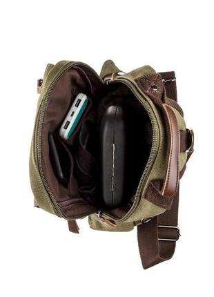 Сумка-рюкзак на одно плечо оливковое5 фото
