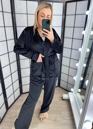 Домашній костюм-піжама двійка велюрова