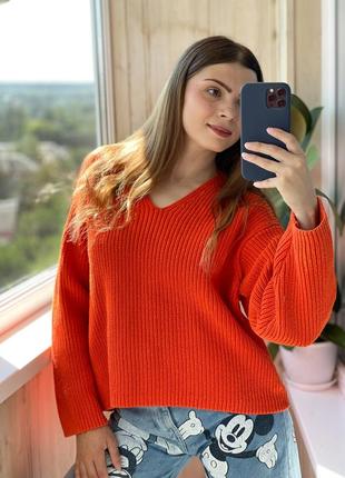 Морковный свободный массивный свитер 1+1=32 фото