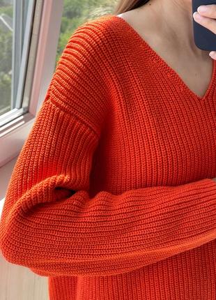 Морковный свободный массивный свитер 1+1=36 фото
