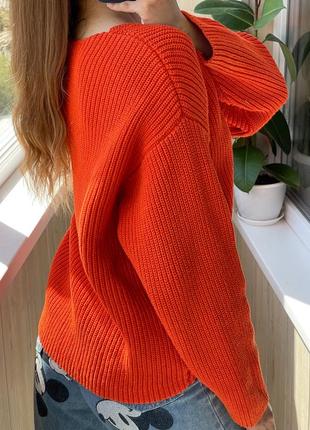 Морковный свободный массивный свитер 1+1=39 фото