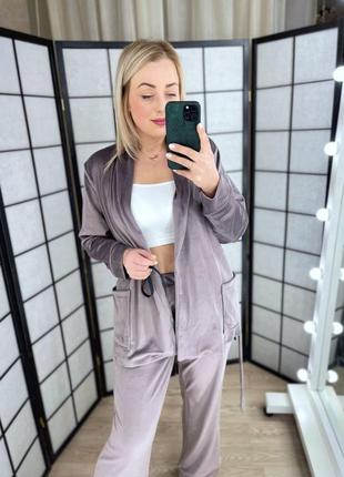 Домашний костюм-пижама двойка велюровая