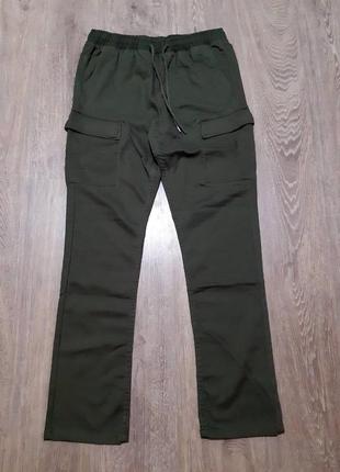 Котоновые брюки с накладными карманами  мужские livergy хакки р 46,.481 фото