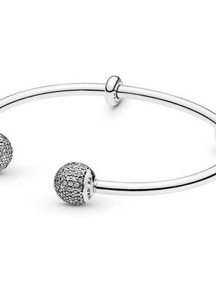 Оригинальный серебряный браслет пандора 596438cz 100% оригинал бенгл твёрдый бангл сферы с камнями камешками новый с биркой серебро проба 925 ale