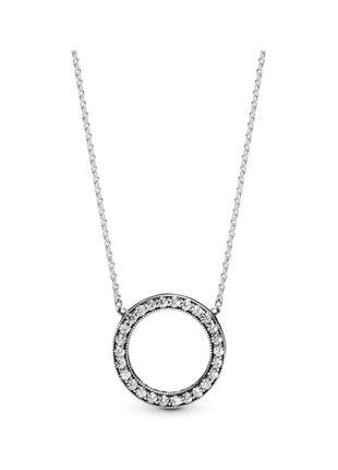 Оригинальное серебряное колье пандора 590514cz 100% оригинал ожерелье подвеска большой круг сердец с камнями новое с биркой серебро проба 925 ale