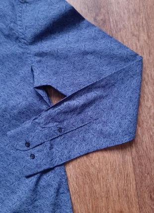 Сорочка синя з принтом river island slim fit , розмір s m коттон4 фото
