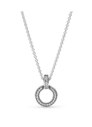 Оригінальне срібне кольє пандора 399487c01 100% оригінал кулон намисто підвіска два круги подвійне коло нове з биркою срібло проба 925 ale