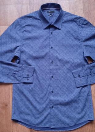 Сорочка синя з принтом river island slim fit , розмір s m коттон3 фото