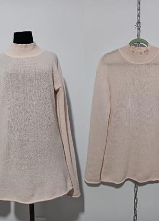 Мохеровый свитер -паутинка высокая горловина fall winter spring summer из кид мохера, м