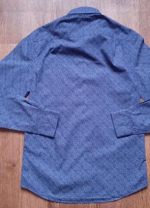 Сорочка синя з принтом river island slim fit , розмір s m коттон7 фото