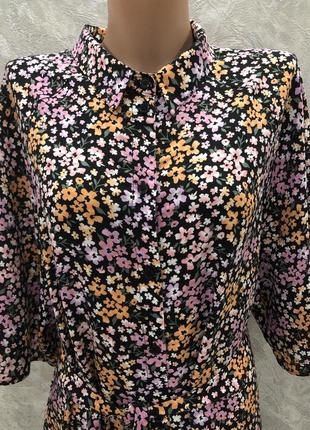 Сукня рубашка сорочка міді  в квіточках5 фото