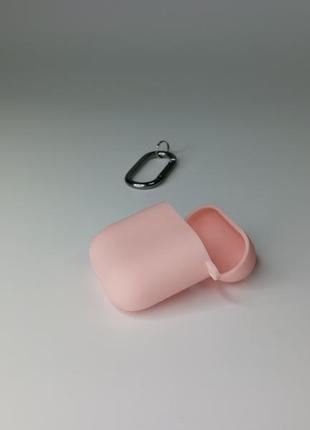 Чехол hand case original для airpods 1 / 2 с карабином плотный силиконовый чехол для наушников розовый5 фото