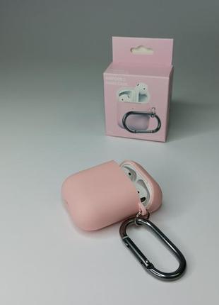 Чохол hand case original для airpods 1 / 2 з карабіном щільний силіконовий чохол для навушників рожевий1 фото