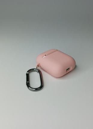 Чохол hand case original для airpods 1 / 2 з карабіном щільний силіконовий чохол для навушників рожевий3 фото