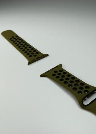 Ремешок для apple watch 42mm/44mm nike sport band силиконовый браслет оливковый с черным