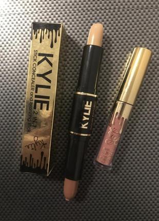 Консилер бронзер kylie 2in1 matte, двойной карандаш для контуринга3 фото