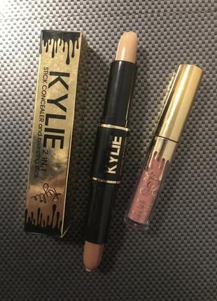 Консилер бронзер kylie 2in1 matte, двойной карандаш для контуринга4 фото