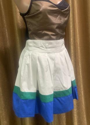 Летняя легкая хлопковая пышная юбка с тонким синим пояском atmosphere размер 103 фото