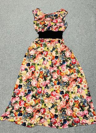 Довга сукня в квіточки , сарафан, плаття довге в квіти pink