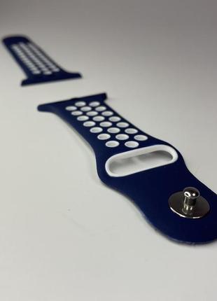 Ремешок для apple watch 38mm/40mm в стиле nike sport band силиконовый браслет синий с белым
