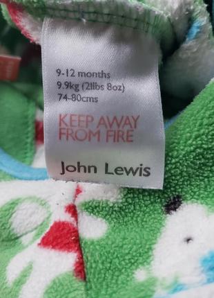 John lewis теплый флисовый ромпер слип пижама человечек мальчику девочке 9-12м 74-80см4 фото