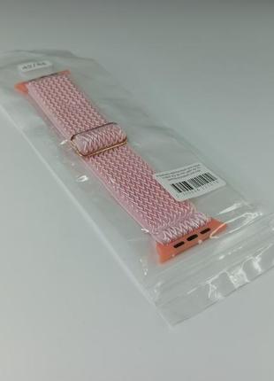 Ремешок для apple watch 42mm/44mm нейлоновый браслет светло-розовый7 фото
