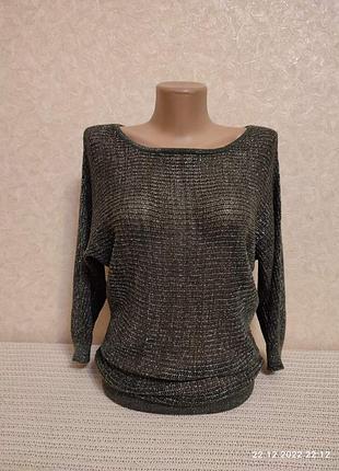 Джемпер святковий хакі з люрексом 3/4 рукав