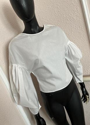 Укороченная рубашка zara топ рубашка, mango базовая белая рубашка, рубашка оверсайз4 фото