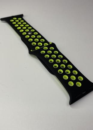 Ремінець для apple watch 38mm/40mm series 1/2/3/4 в стилі nike sport band браслет чорний з зеленим