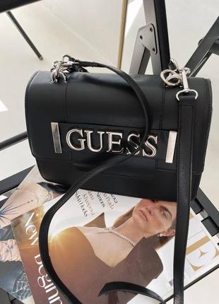 Женская черная сумка с ручкой и ремнем через плечо guess 🆕   кросс боди3 фото