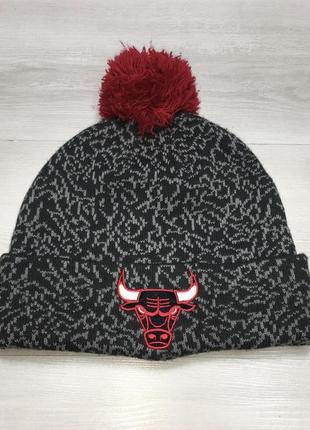 Крута чоловіча зимова тепла шапка chicago bulls mitchell & ness як nike