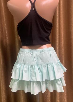 Летняя, лёгкая юбка warehouse мятного бирюзового цвета, размер l (10-12)3 фото