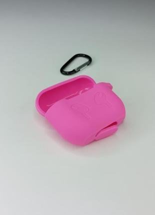 Чохол для airpods 3 з карабіном щільний силіконовий чохол для навушників рожевий