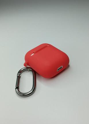 Чохол hand case original для airpods 1 / 2 з карабіном щільний силіконовий чохол для навушників червоний2 фото