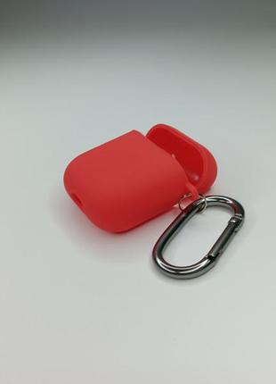 Чехол hand case original для airpods 1 / 2 с карабином плотный силиконовый чехол для наушников красный5 фото