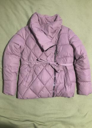 Женская зимняя куртка нежно розового цвета/ пудрового