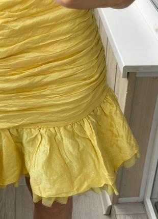 Желтое платье бандо 1+1=38 фото