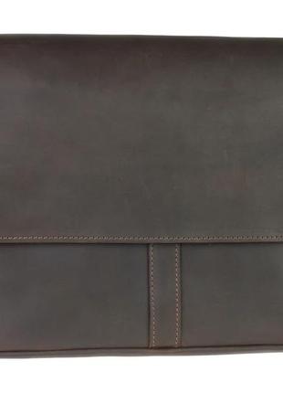 Кожаная мужская сумка для документов а4 с клапаном большая горизонтальная через плечо коричневая smg42 фото
