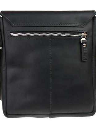 Чоловіча шкіряна сумка через плече планшет месендджер з клапаном чорна gmsmvp125-22 фото