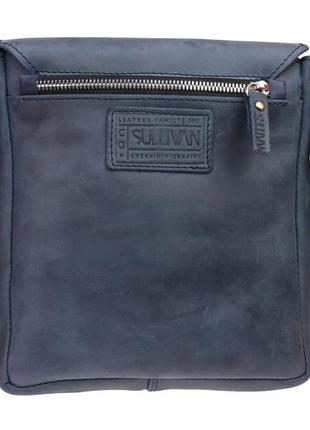 Чоловіча шкіряна сумка через плече планшет местенджер з клапаном синя gmsmvp1432 фото