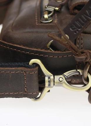 Мужская кожаная сумка-барсетка с ручкой и ремнем через плечо планшет мессенджер коричневая gmsmvp1357 фото