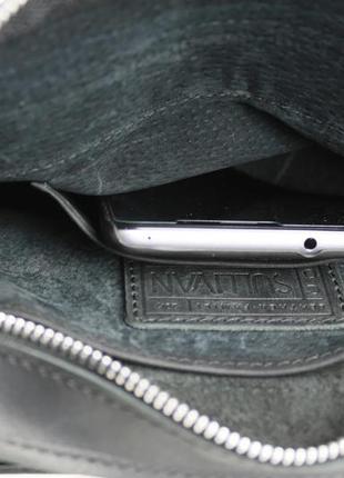 Мужская кожаная сумка через плечо планшет мессенджер с клапаном черная gmsmvp484 фото