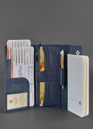 Тревел-кейс кошелек органайзер клатч портмоне из натуральной кожи темно-синий6 фото