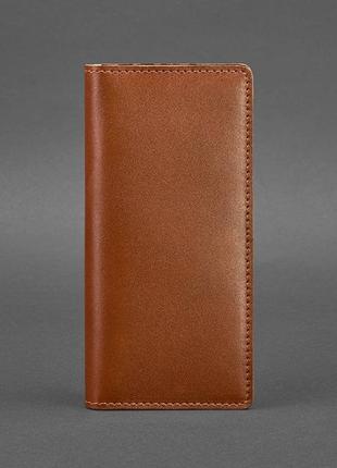 Жіночий шкіряний гаманець кланч купюрник лонгер з натуральної шкіри світло-коричневий1 фото