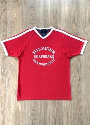 Чоловіча вінтажна бавовняна футболка з принтом tommy hilfiger